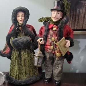 Pair of Victorian Adult Carolers by Valerie Parr Hill